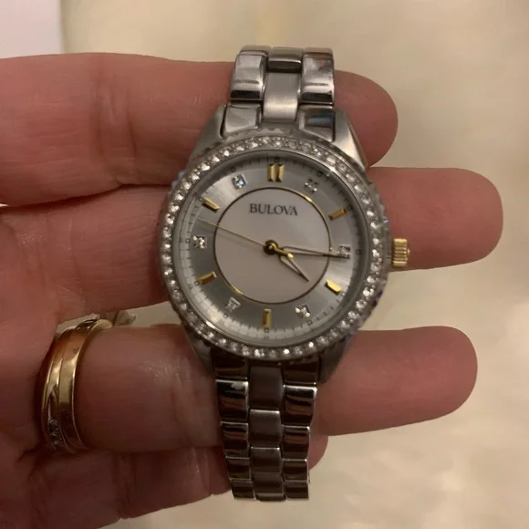 BULOVA Stainless Steel WATCH Crystal Bezel Box Authentic Working sku 04242953666 BULOVA Stainless Steel WATCH Crystal Bezel Box Authentic  main image 4